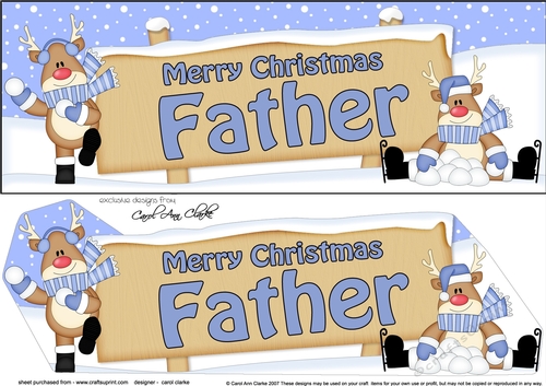 large DL Merry Christmas FATHER with Rudolph 3D decoupage