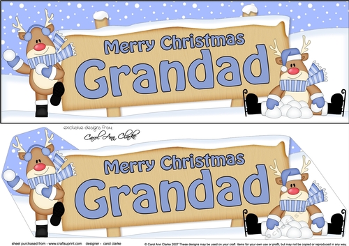 large DL Merry Christmas GRANDAD with Rudolph 3D decoupage