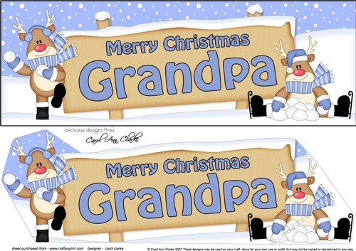 large DL Merry Christmas GRANDPA with Rudolph 3D decoupage