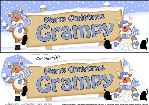 large DL Merry Christmas GRAMPY with Rudolph 3D decoupage