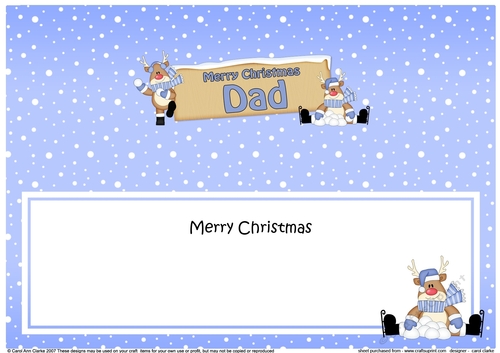large DL Merry Christmas DAD with Rudolph insert