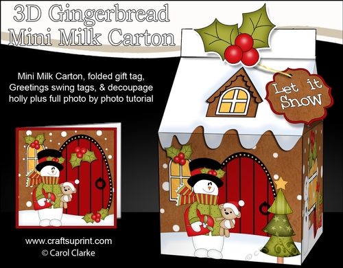 3D Christmas Milk Carton Gingerbread House Treat Box Mini Kit -  Snowman Rio has a Heart