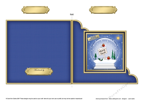 Cute Christmas Robin Snowglobe Cut and Fold Corner Card 