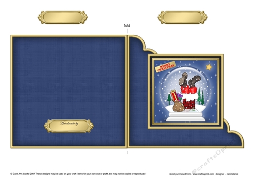Cute Christmas Santa Snowglobe Cut and Fold Corner Card 