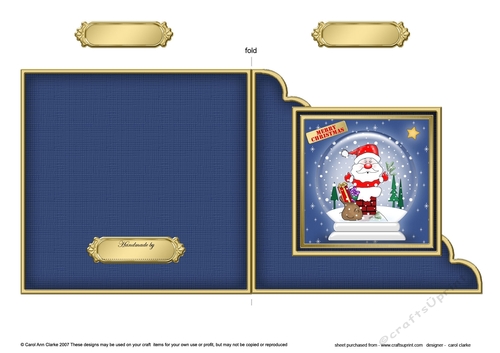 Cute Christmas Santa Snowglobe Cut and Fold Corner Card 