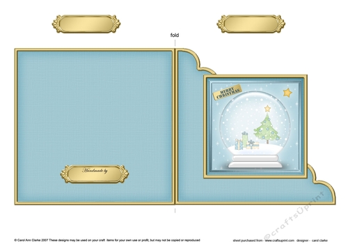 Cute Christmas Tree Snowglobe Cut and Fold Corner Card 
