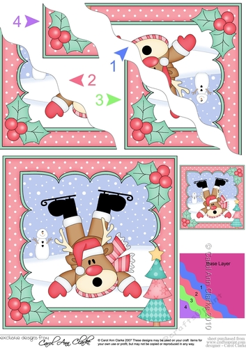 Christmas OOps Rudolph is Ice Skating Wavy Corner side stacker Topper