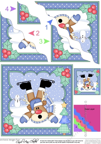 Christmas OOps Rudolph is Ice Skating Wavy Corner side stacker Topper