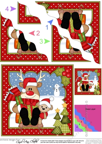 Christmas Rudolph is Sledging Wavy Corner side stacker Topper
