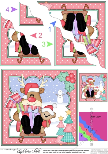 Christmas Rudolph is Sledging Wavy Corner side stacker Topper
