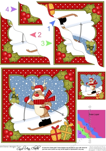 Christmas Rudolph is Skiing Wavy Corner side stacker Topper