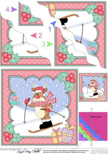 Christmas Rudolph is Skiing Wavy Corner side stacker Topper