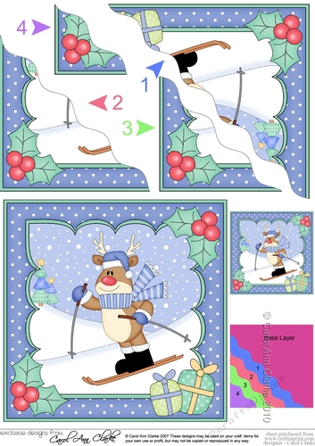 Christmas Rudolph is Skiing Wavy Corner side stacker Topper