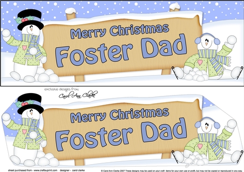 large DL Merry Christmas FOSTER DAD with Snowman 3D decoupage