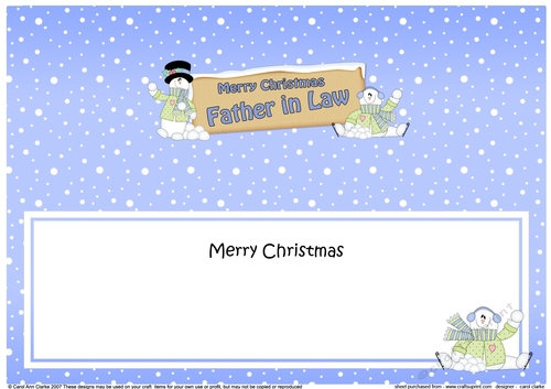 large DL Merry Christmas FATHER IN LAW with Snowman insert