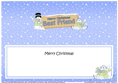 large DL Merry Christmas BEST FRIEND with Snowman insert