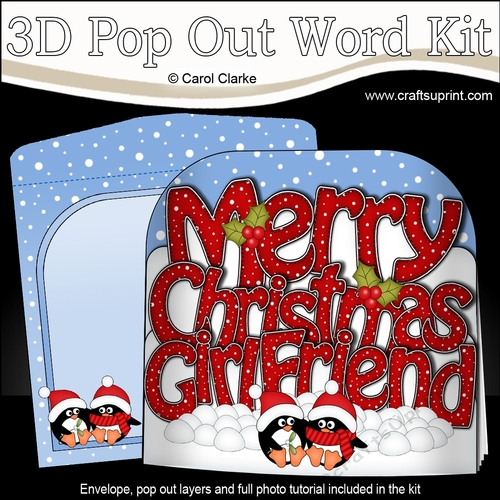 3D Pop Out Christmas Word Card Kit - Merry Christmas Girlfriend