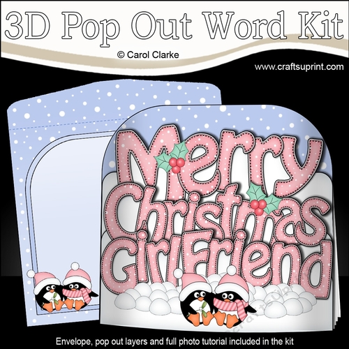 3D Pop Out Christmas Word Card Kit - Merry Christmas Girlfriend
