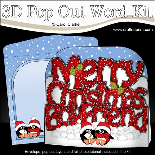 3D Pop Out Christmas Word Card Kit - Merry Christmas Boyfriend