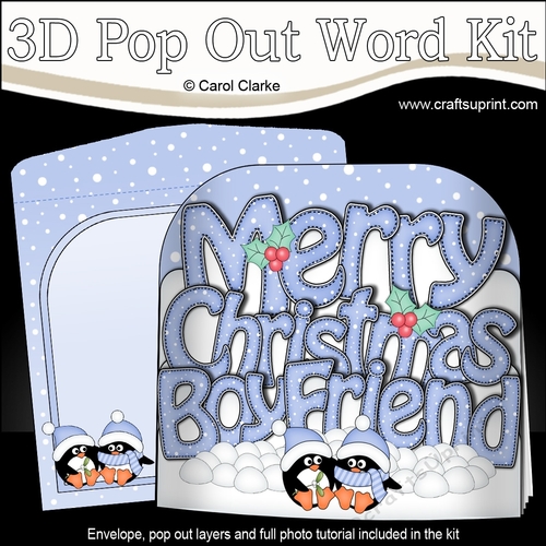3D Pop Out Christmas Word Card Kit - Merry Christmas Boyfriend