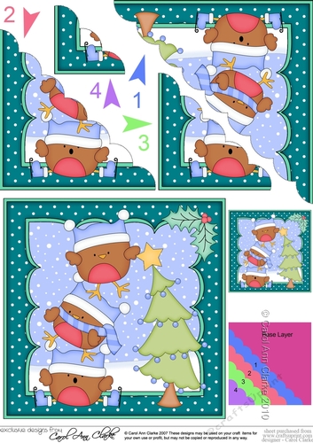 Christmas Bobbin Robin adds the Star to the Xmas Tree Scallop Corner Topper