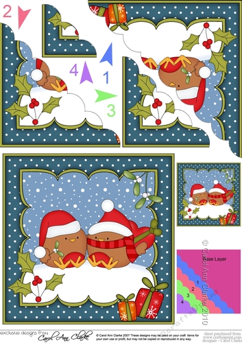 Christmas Bobbin Robins are in Love Scallop Corner Topper