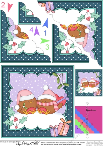 Christmas Bobbin Robins are in Love Scallop Corner Topper