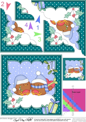 Christmas Bobbin Robins are in Love Scallop Corner Topper
