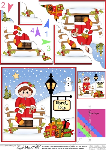 Cute Christmas Eskimo is at the North Pole Scalloped Corner Stacker