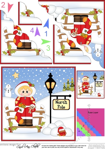 Cute Christmas Eskimo is at the North Pole Scalloped Corner Stacker