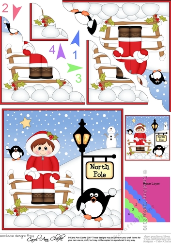 Cute Christmas Eskimo is at the North Pole Scalloped Corner Stacker