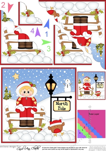 Cute Christmas Eskimo is at the North Pole Scalloped Corner Stacker