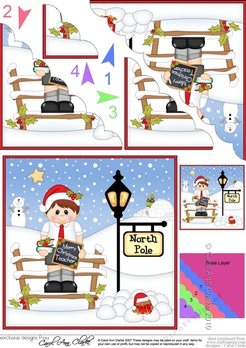 Christmas Schoolboy is at the North Pole Scalloped Corner Stacker