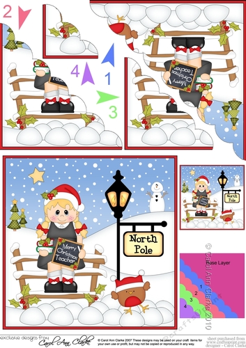 Christmas Schoolgirl is at the North Pole Scalloped Corner Stacker