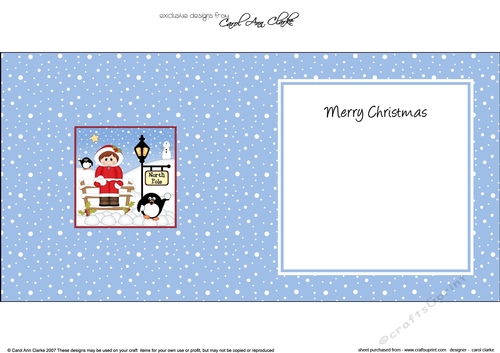 Cute Christmas Eskimo is at the North Pole insert square landscape