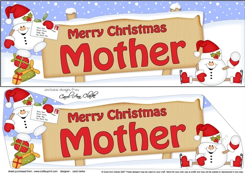 large DL Merry Christmas MOTHER with Snowball Sam 3D decoupage