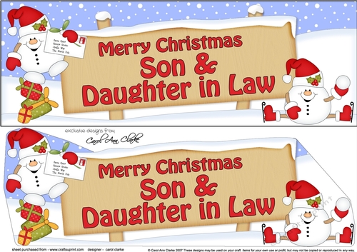 large DL Merry Christmas SON & DAUGHTER IN LAW with Snowball Sam 3D decoupage