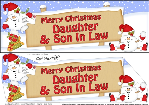 large DL Merry Christmas DAUGHTER & SON IN LAW with Snowball Sam 3D decoupage