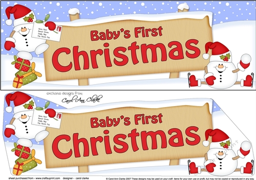 large DL Merry Christmas BABYS FIRST CHRISTMAS with Snowball Sam 3D decoupage