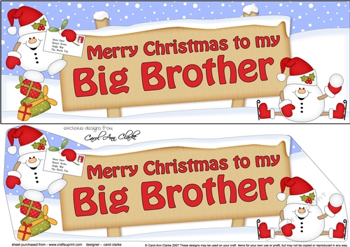 large DL Merry Christmas to my BIG BROTHER with Snowball Sam 3D decoupage