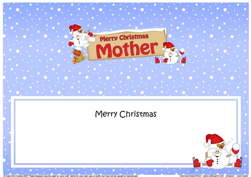 large DL Merry Christmas MOTHER Snowball Sam insert