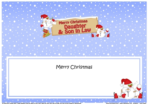 large DL Merry Christmas DAUGHTER & SON IN LAW Snowball Sam insert