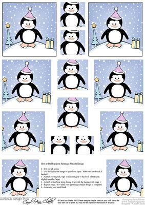 Cheeky Xmas Penguin Pyramage Sheet
