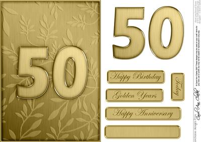 A5 Elegant Metallic Words Quick Card with 3D Decoupage