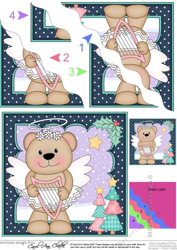 Christmas Livvy Bear is Carol Singing Wavy Corner side stacker Topper
