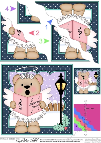 Christmas Livvy Bear is Carol Singing Wavy Corner side stacker Topper