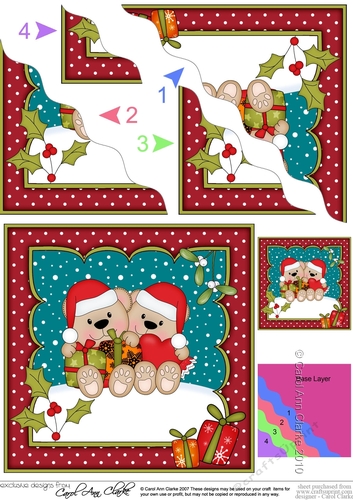 Christmas Livvy Bear is in Love Wavy Corner side stacker Topper