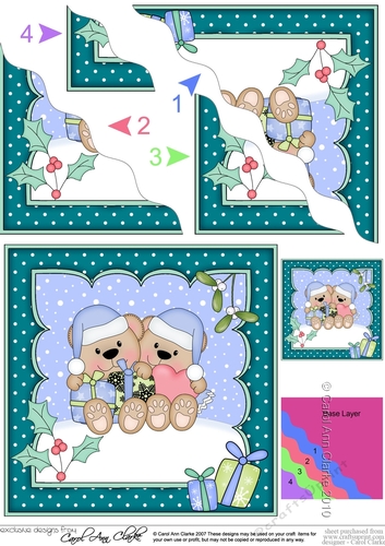 Christmas Livvy Bear is in Love Wavy Corner side stacker Topper