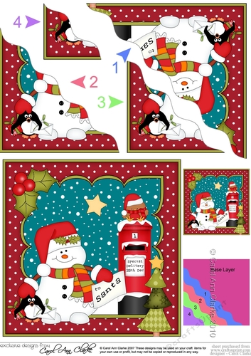 Christmas Snowman Oli posts a Letter to Santa Sack Wavy Corner Side Stacker