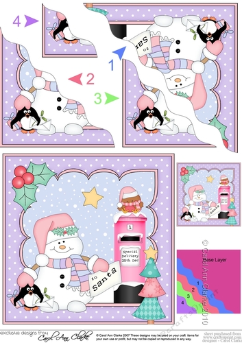 Christmas Snowman Oli posts a Letter to Santa Sack Wavy Corner Side Stacker